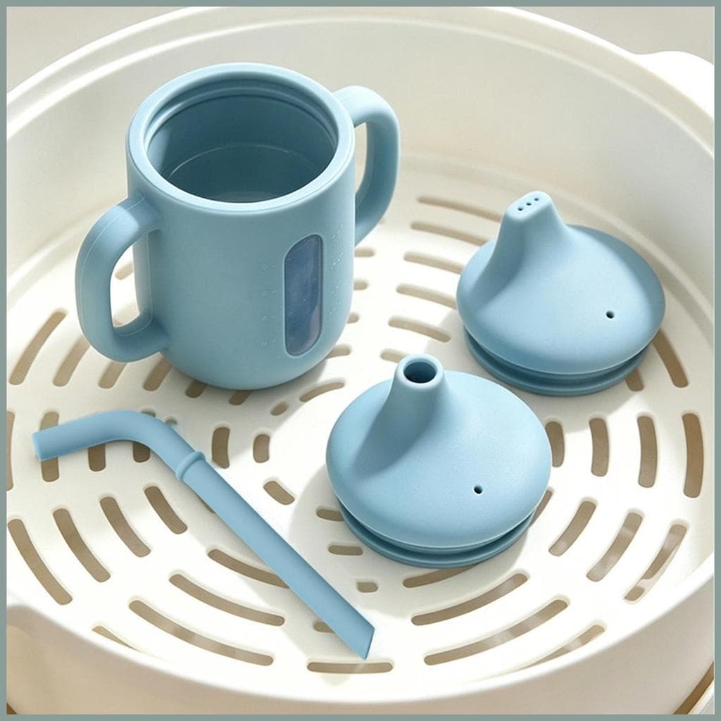 Crianças Copos Com Canudinho 150ml À Prova De Vazamento Palha Silicone Drinkware Escalas Copo De Treinamento Para Sala D
