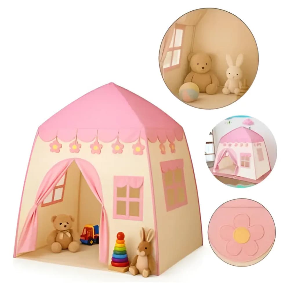 Barraca Infantil Rosa Tenda Cabana Casinha Toca Brinquedo Dobrável