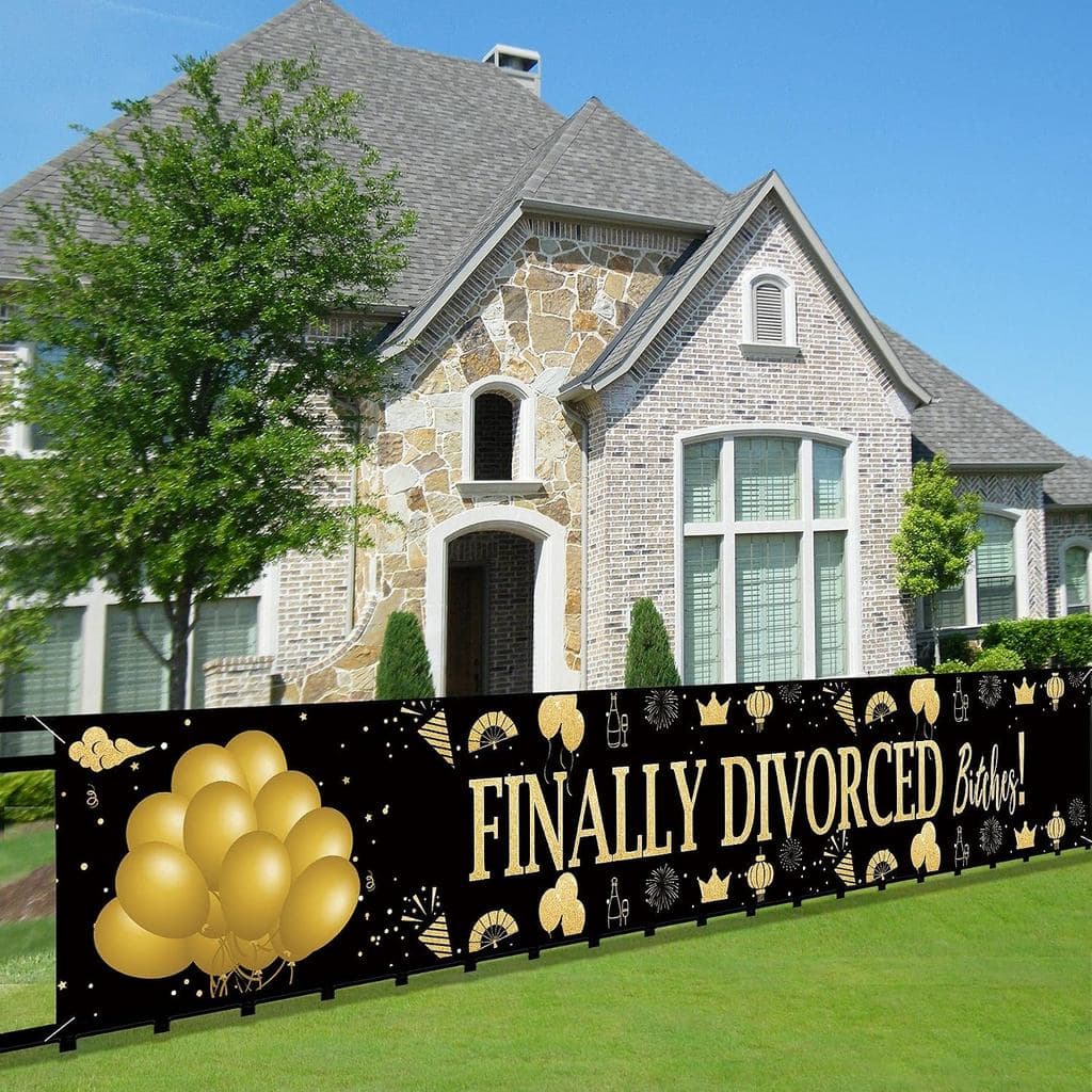 Decorações de Faixa "Finalmente Divorciado(a)", Suprimentos para Decoração de Varanda de Festa de Divórcio, Grande Paine