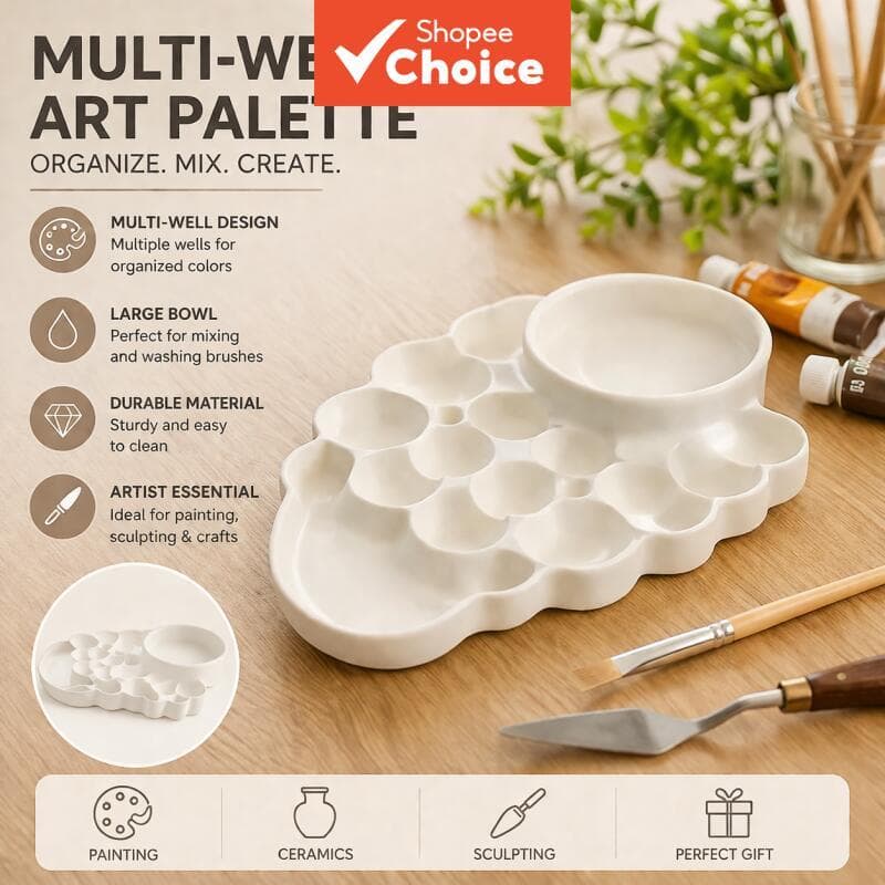 Paleta De Arte Multi-Bem Impressa Em 3D , Perfeita Para Pintura De Cerâmica , Bandeja De Durável De Fácil Limpeza Artist