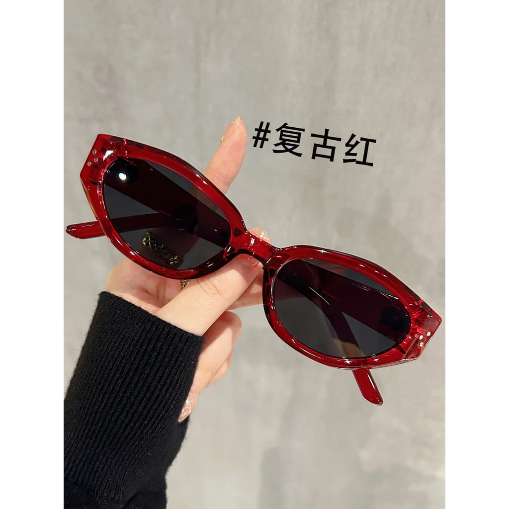 Estilo coreano quadro vermelho olho de gato óculos de sol feminino 2026 novo estilo na moda legal High-End Anti-ultravio