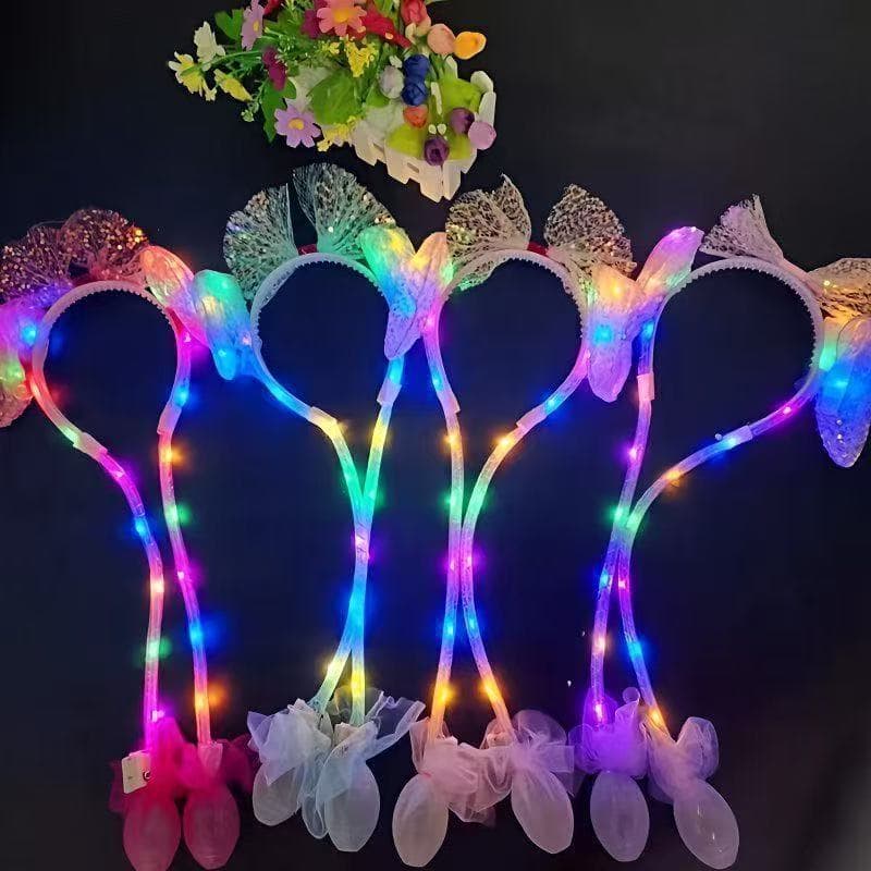 Lantejoulas luminosas em movimento orelha de coelho bandana uma pitada Airbag movendo orelha de coelho bandana tenda ata