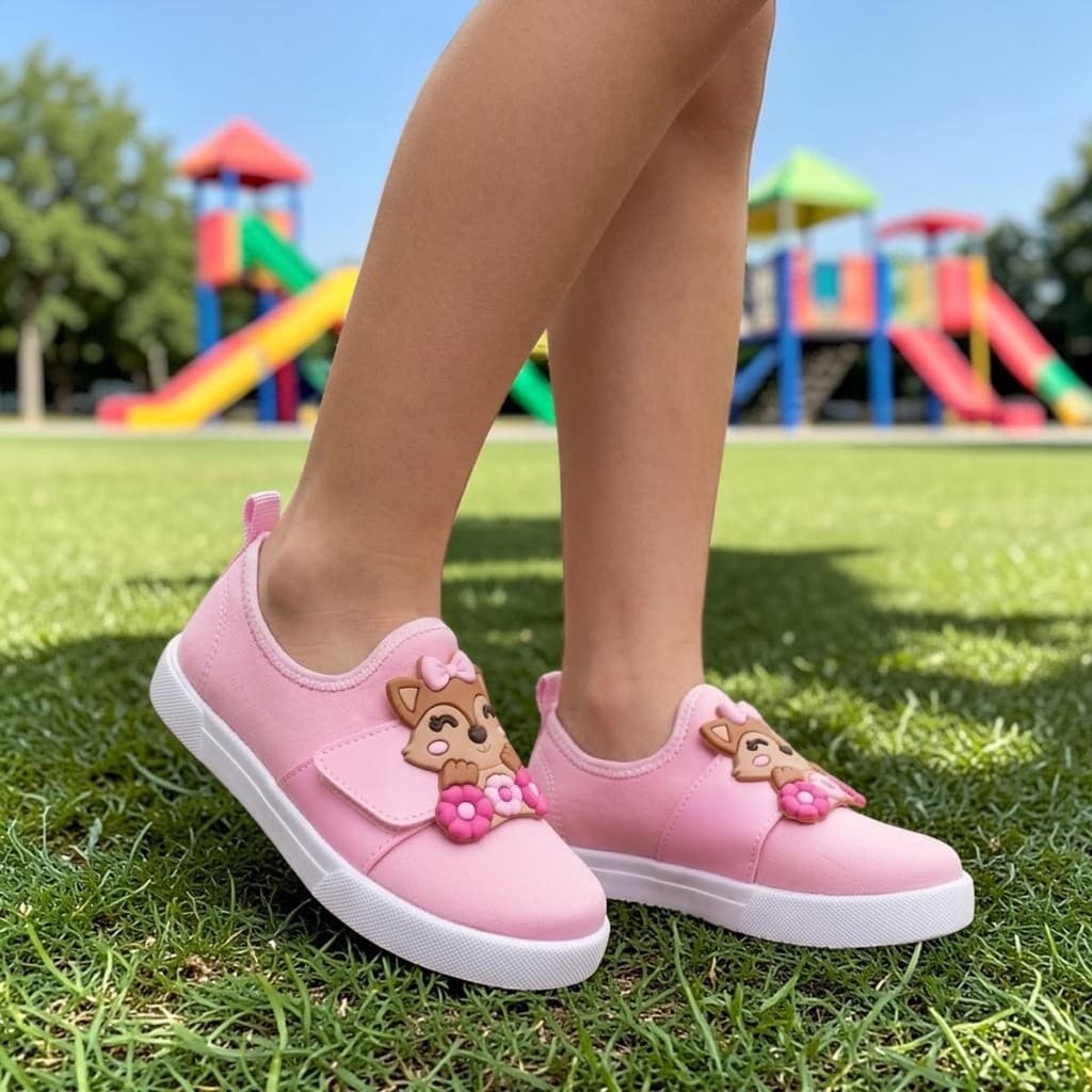 Tênis Infantil Feminino Raposinha Delicado E Estiloso Menina Bebê Confortável Envio Rápido