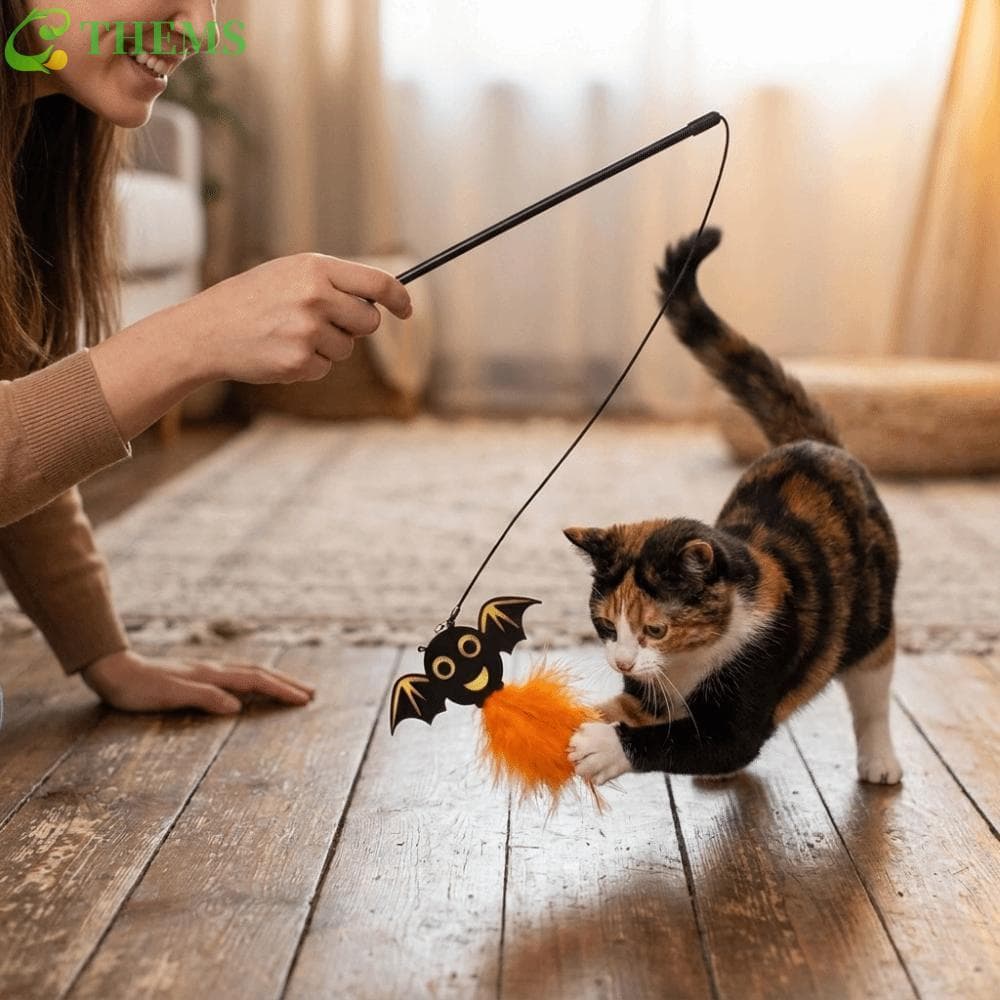 THEMS 3 Unidades De Brinquedo De Varinha De Gato De Halloween , Brinquedos Interativos Para Gatos Estilo Haste De Plásti