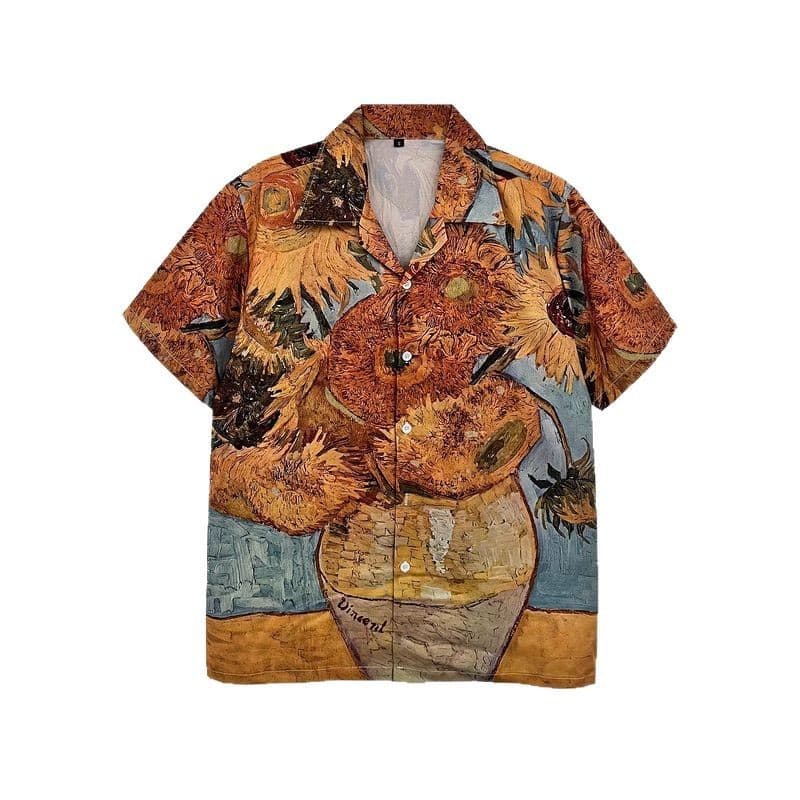 [Novo produto] Camisa estampada de manga curta da marca Ou Size masculina praia solta Casual casal camisa feminina [vend