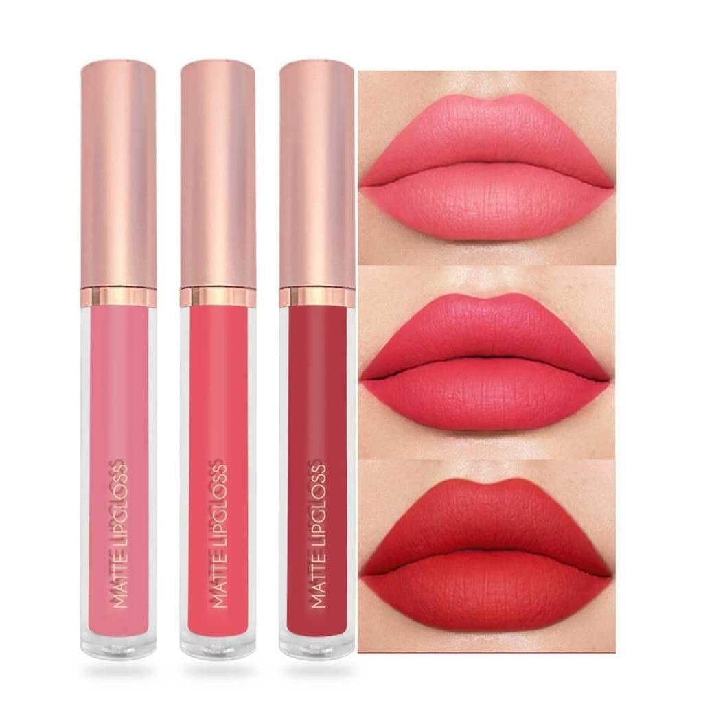 Conjunto de Batons Líquidos BestLand3PCSFreshGlowCoral, Brilho Labial Matte de Longa Duração e À Prova D'Água, Cor Labia