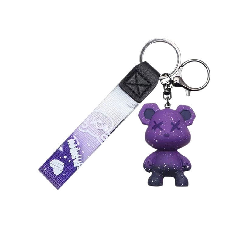 Acessório de chaveiro em formato de urso de desenho animado, pingente de silicone em degradê para carros, bolsas e uso p