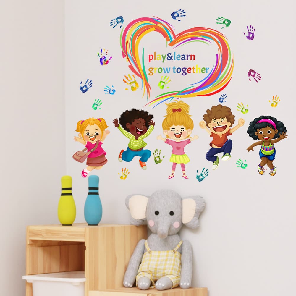 Papel de parede amor adesivos de parede quarto das crianças jardim de infância educação precoce papel de parede decorati