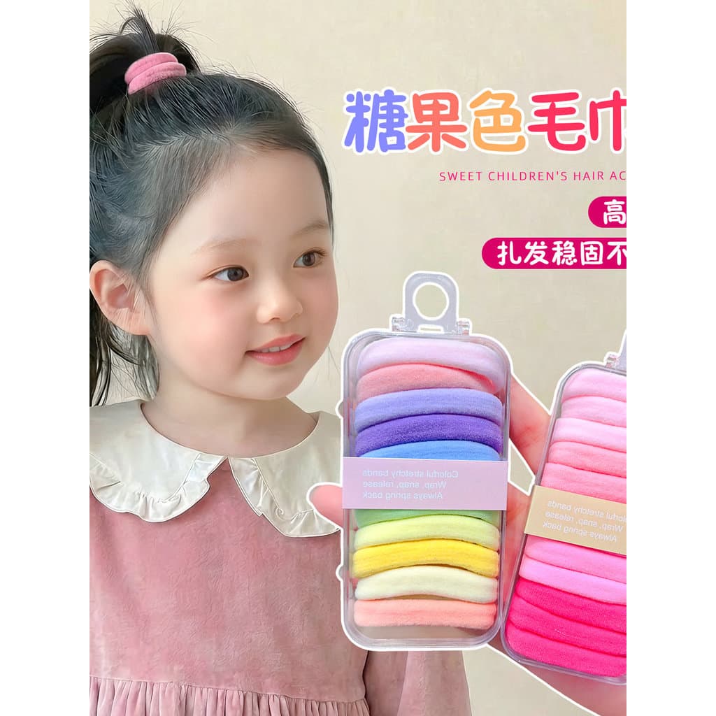 Crianças doce cor durável alta elasticidade não machuca o cabelo toalha anel menina bebê gravata cabelo acessórios para
