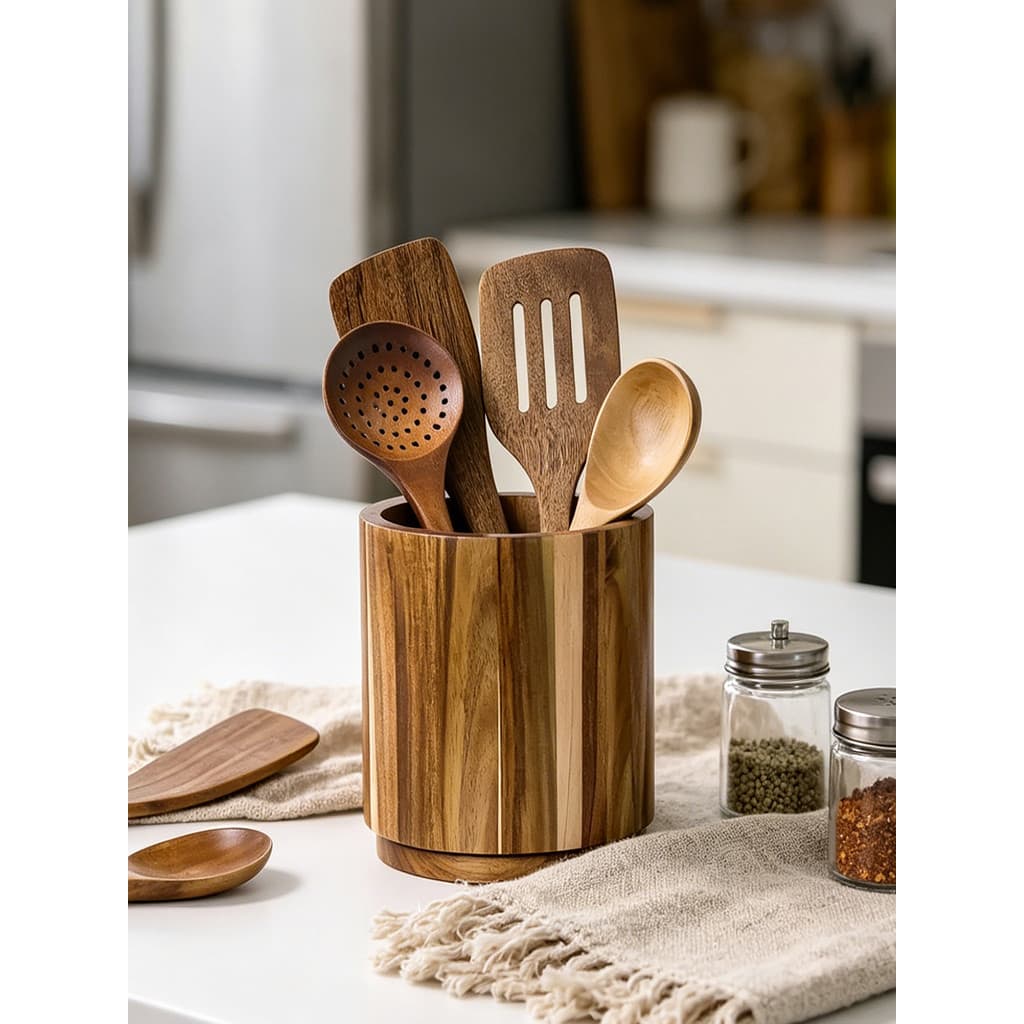 Suporte de pauzinho de madeira maciça espátula Rack caixa de armazenamento de cozinha pauzinho gaiola pauzinho balde res