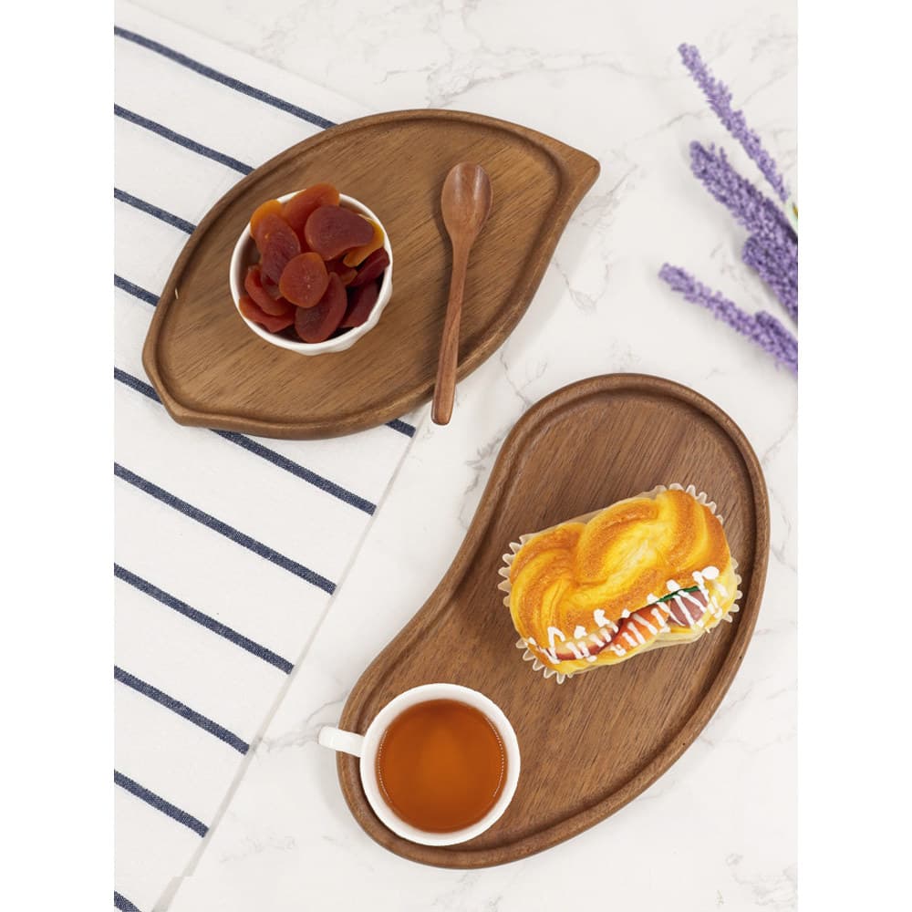 Bandeja de madeira maciça prato de café da manhã prato de frutas secas prato de madeira criativo pires lanche prato chá