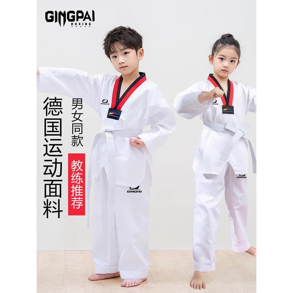 Crianças Taekwondo roupas de manga comprida roupas de treinamento roupas de algodão puro de manga curta adulto prática r