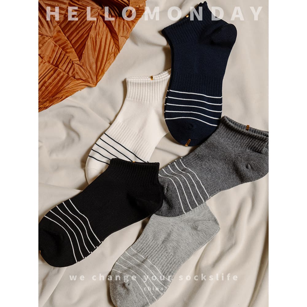 OLÁ MONDAY Meias masculinas meias boca rasa estilo esportivo riscas barco meias femininas ins meias casuais da moda