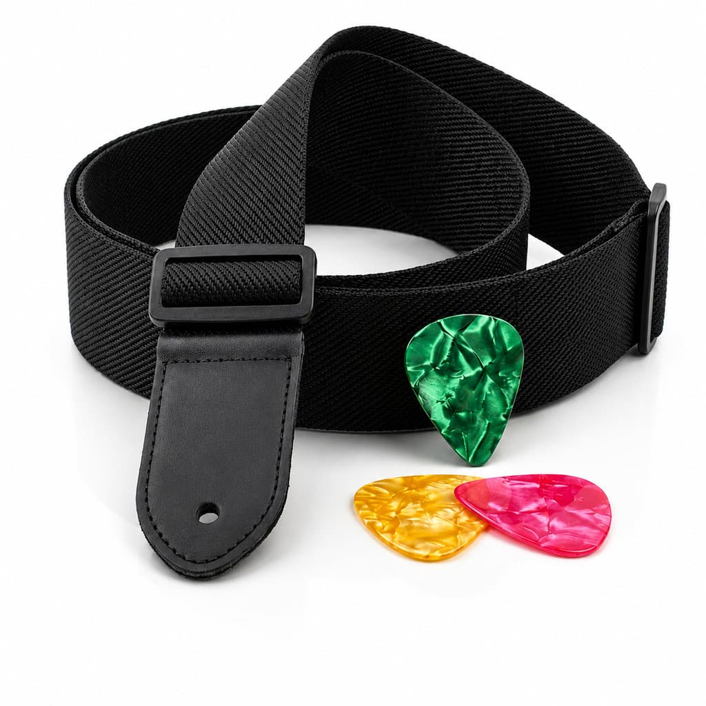 Correia Premium + 3 Palhetas Para Violão Viola Ukulele Cavaquinho Guitarra Contra Baixo