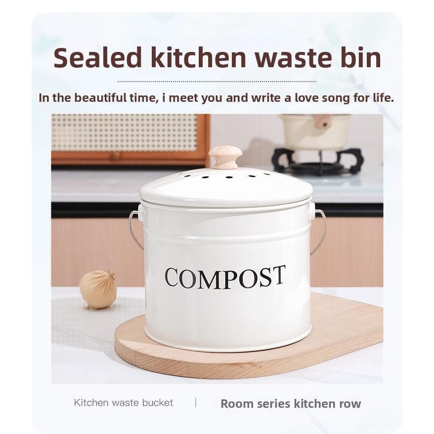 Lixeira de bancada de cozinha nórdica com malha de filtro de carvão ativado, sem Odor, lata de lixo de cozinha, ecologic