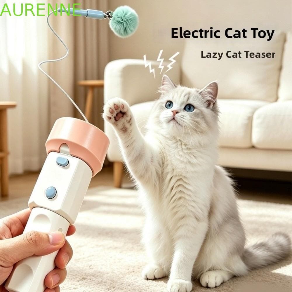 Varinha Interativa Para Gatos AURENNE , Teaser Elétrico De Gato De Entretenimento Retrátil USB , Bastão De Provocação Au