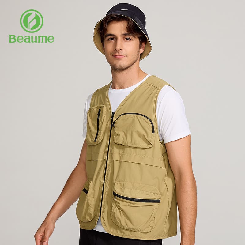 BEAUME BEAUME Colete de bolso masculino para exterior Colete de pesca Colete fotográfico