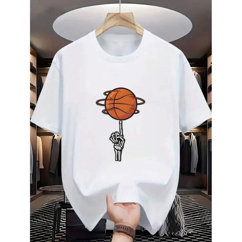 Camisa basquete masculina manga curta 100% algodão verão