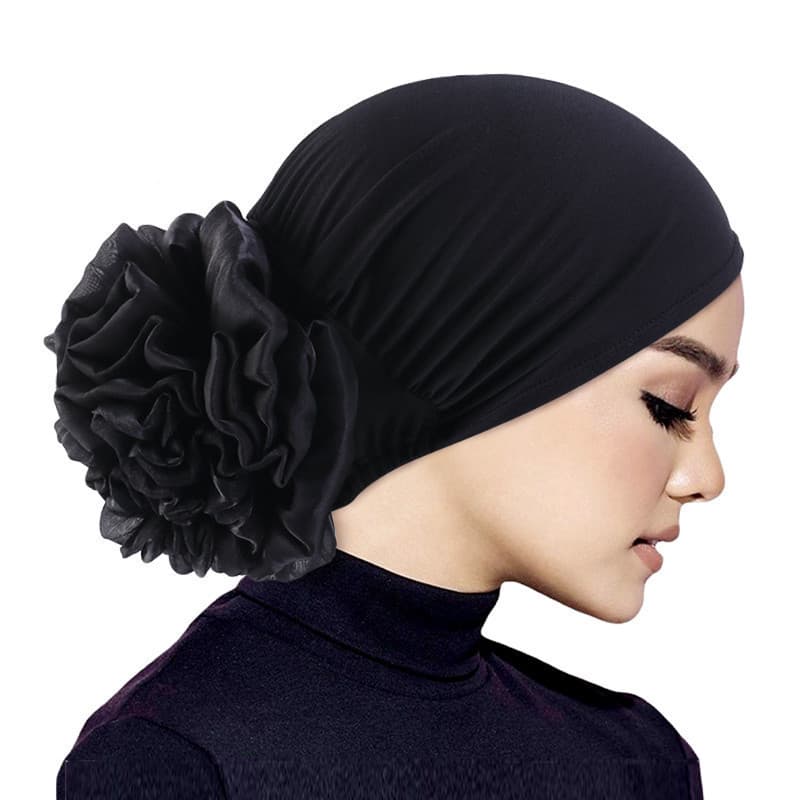 Lenço de Cabeça Feminino Grande Lenço de Cabeça Flor Tecido Elástico Faixa de Cabelo Chapéu Acessórios Muçulmanos para M