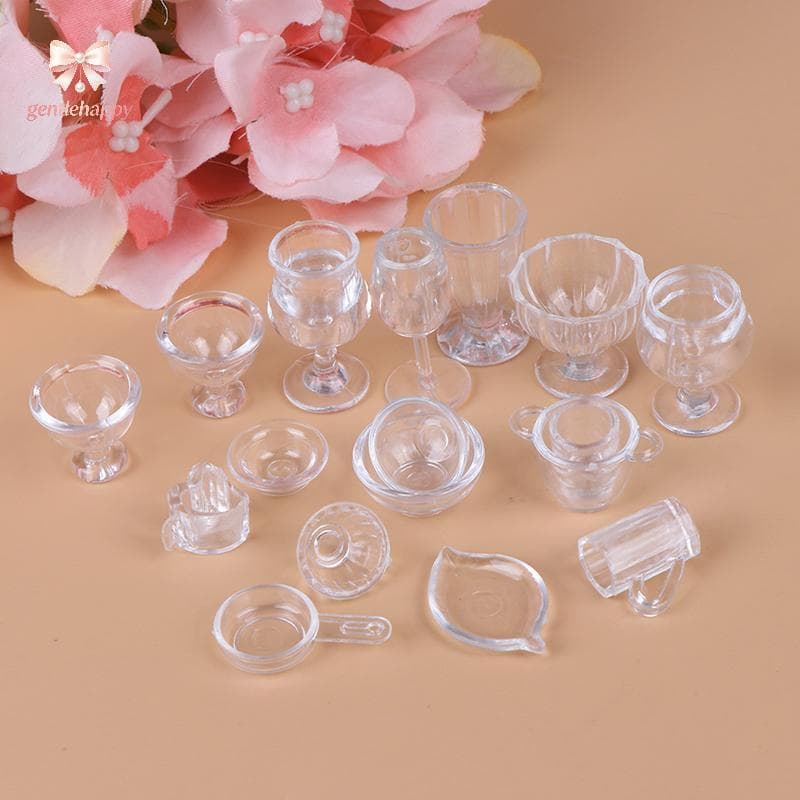 Gentlehappy 17 Pçs/Set 1 : 12 Casa De Bonecas Em Miniatura Talheres Transparentes DIY Pretend Play Toys br