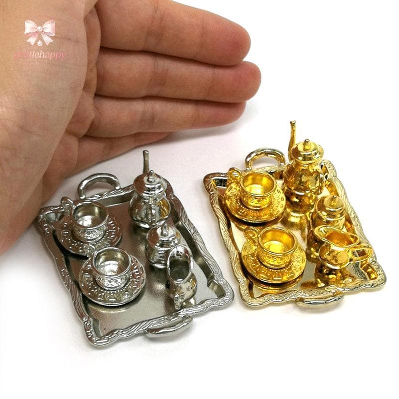 Gentlehappy 10 Pçs/Set Casa De Bonecas Em Miniatura De Metal Chá Móveis De Brinquedo br