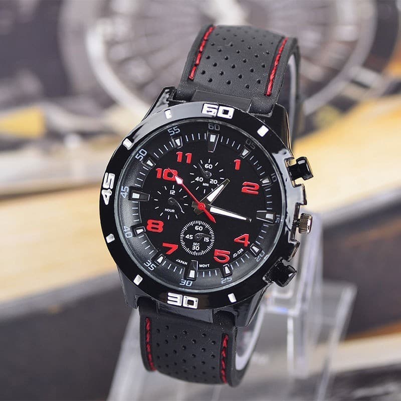 Novo estilo GT fita de Silicone relógio preto sombra interna unissex carro esportivo relógio esportivo mostrador grande