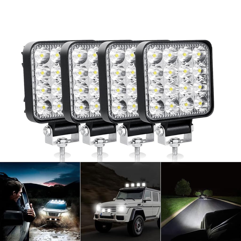 4 Pçs 3.3 Polegada Quadrado Mini LED Luz De Trabalho À Prova Dwaterproof Água Offroad Lâmpada Condução Para Motocicleta