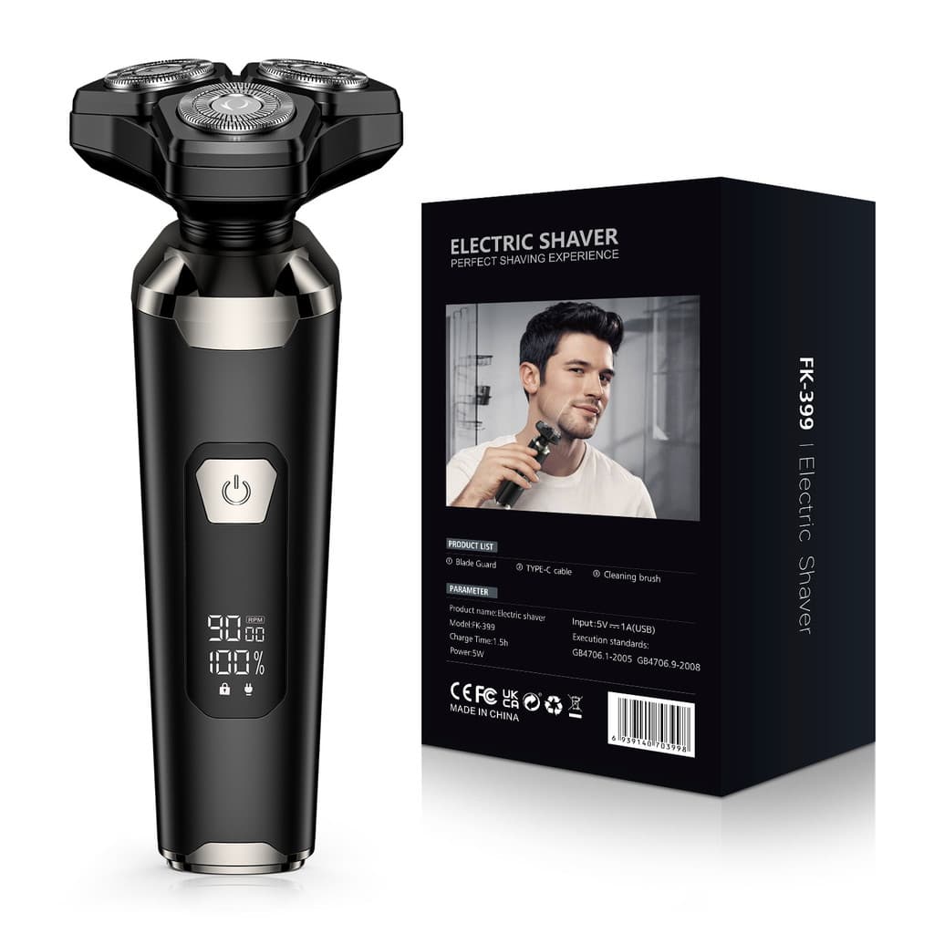 Folheado flutuante magnético 3 cabeças de barbear elétrico masculino lavagem de corpo inteiro USB carga rápida caixa de