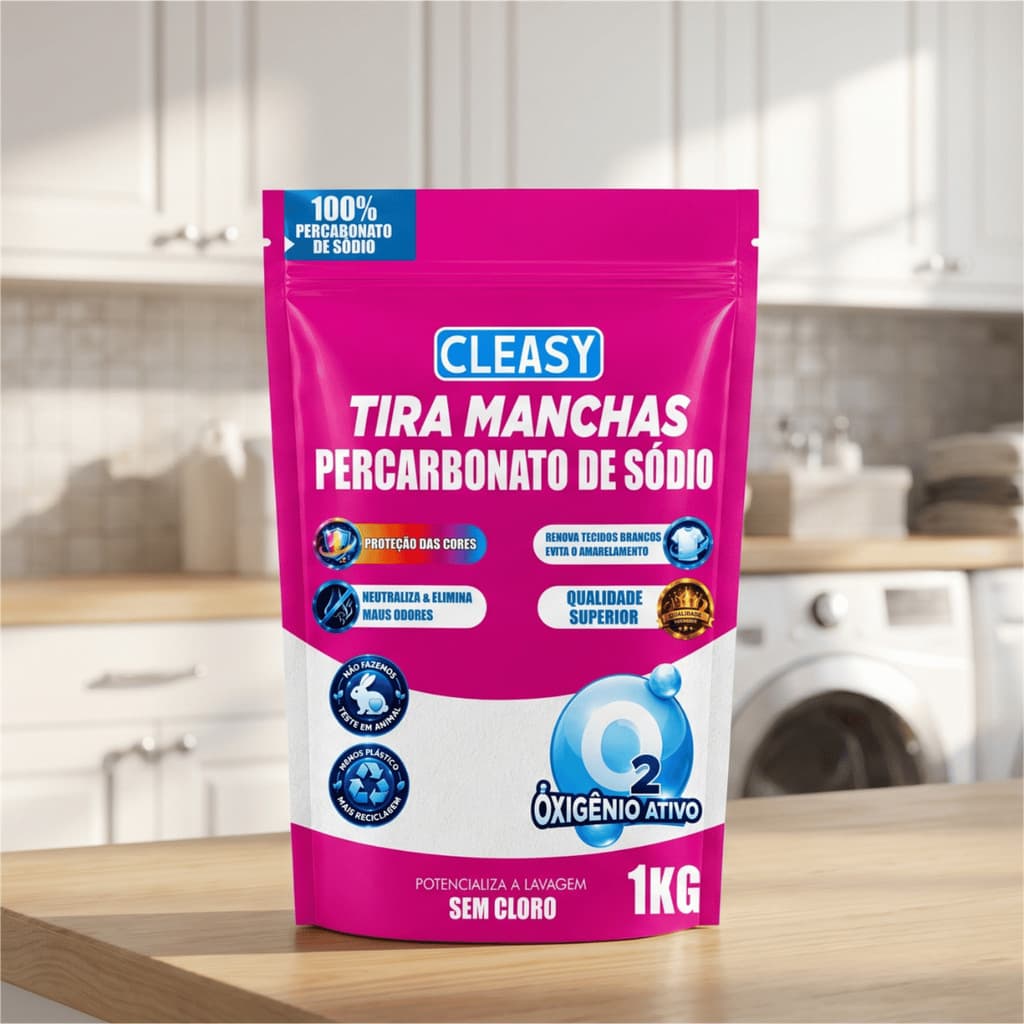 Percarbonato 100% Puro Tira Manchas Roupas Brancas e Coloridas