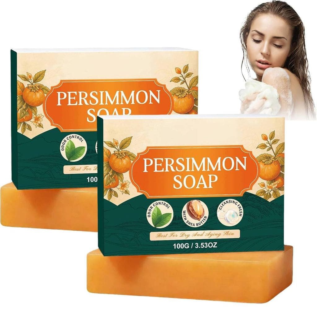 Sabonete cor cáqui, sabonete de caqui japonês, usado para eliminar o odor corporal, controlar a transpiração e clarear o