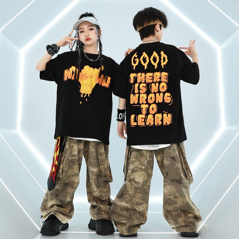 Novo estilo de fantasia de dança de rua infantil terno de menino hiphop infantil Hip-Hop roupas infantis fantasias de me