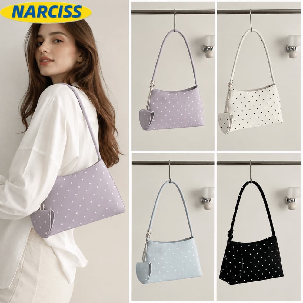 NARCISSUSPW Bolsa Nas Axilas , De Ombro Leve Com Padrão De Bolinhas Feminina De PU