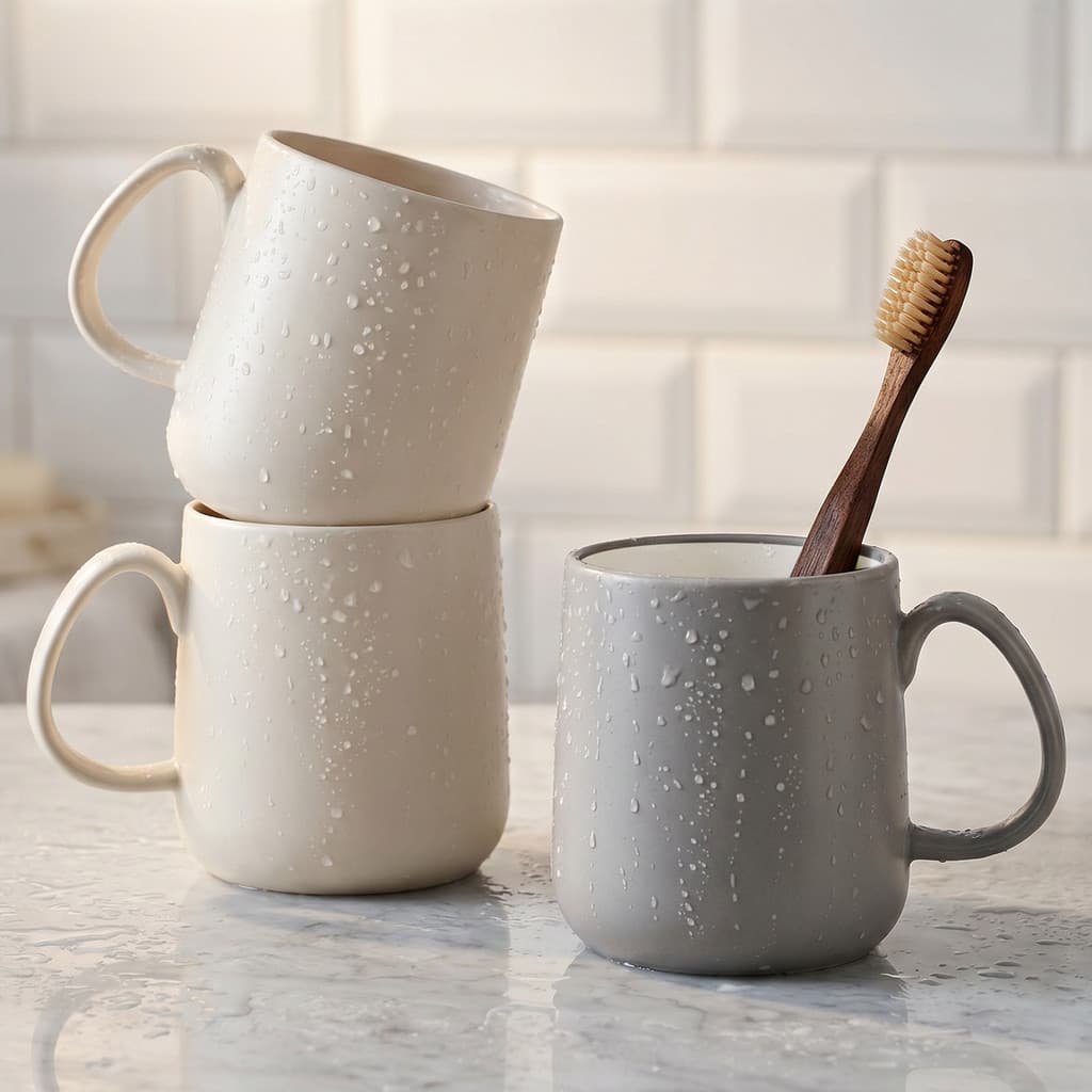 Copo minimalista para enxaguante bucal 2025, elegante copo de água para casa, copo de plástico para casal, caneca, ferra