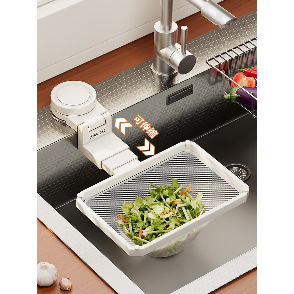 Filtro de pia de cozinha malha vegetal lavagem pia sobras resíduos lixo Anti-bloqueio esgoto retrátil dreno malha Rack