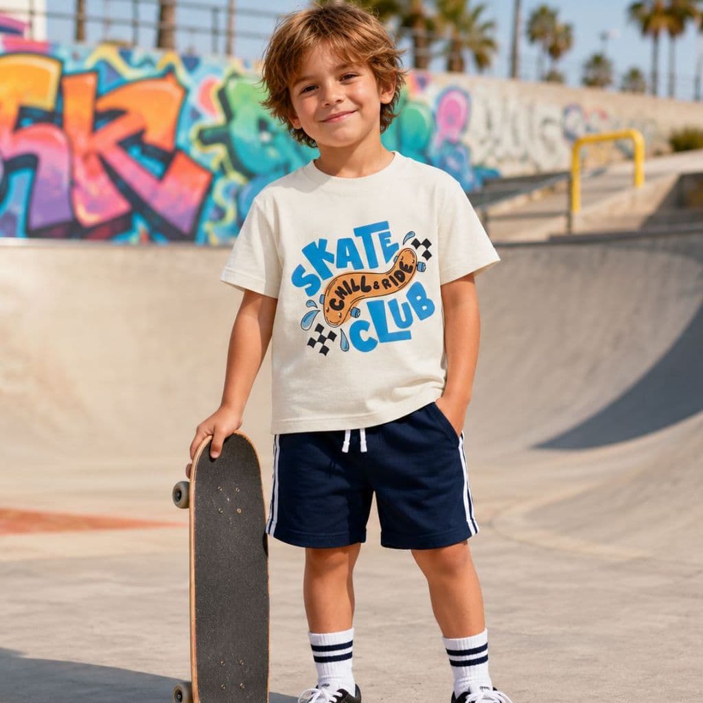 Camiseta Infantil Skate Good Vibes Radical Estiloso Manobras