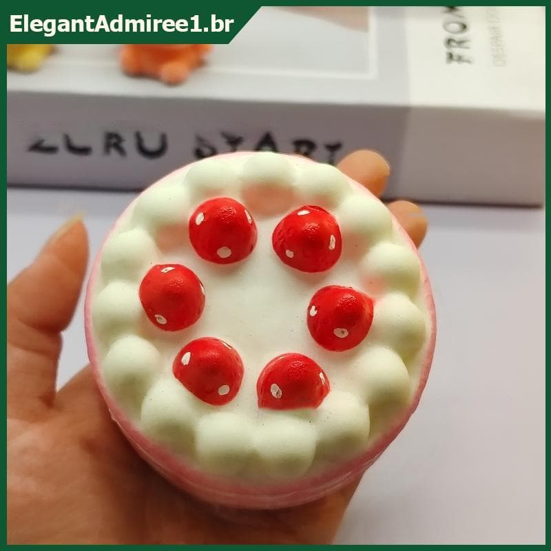 ELEGA Bolo De Morango Brinquedo De Alívio De Estresse Lento Comida De Pressão Macia Para Do