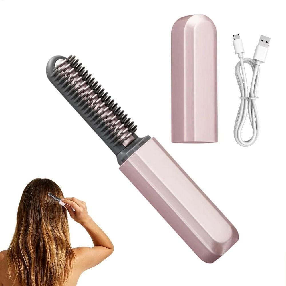 INTREE Mini Alisador De Cabelo , Escova Alisadora Sem Fio Portátil Frizz , Aquecimento Rápido
