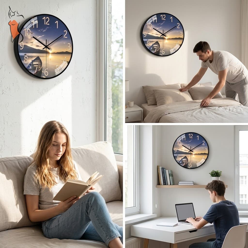 Parede Nórdica Silenciosa De 8 Polegadas Relógio Rosto Acrílico Minimalista Para Sala De Estar , Quarto , Decoração De E