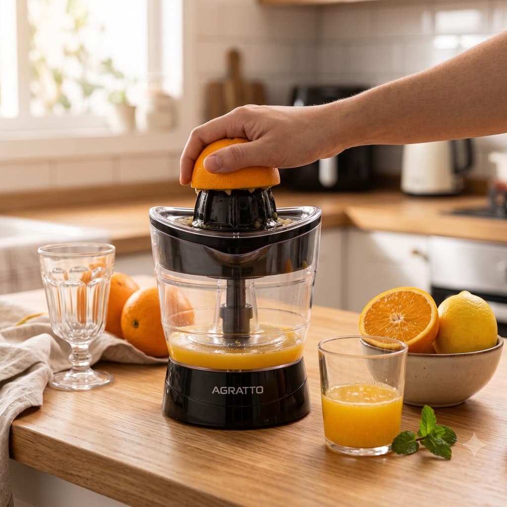 Espremedor de Frutas Agratto Preto 700ml 127v ou 220v 25w Bebidas Naturais Sucos Portatil Pratico