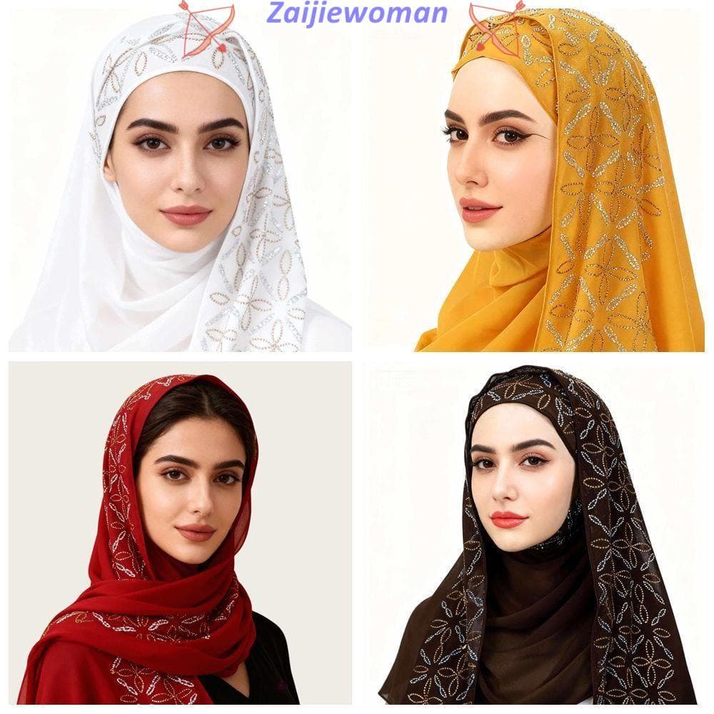 Cabeça De Turbantes ZAIJIEWOMAN , Turbante Instantâneo Muçulmano De Cor Sólida Com Cobertura Completa , Xale Enrugado De