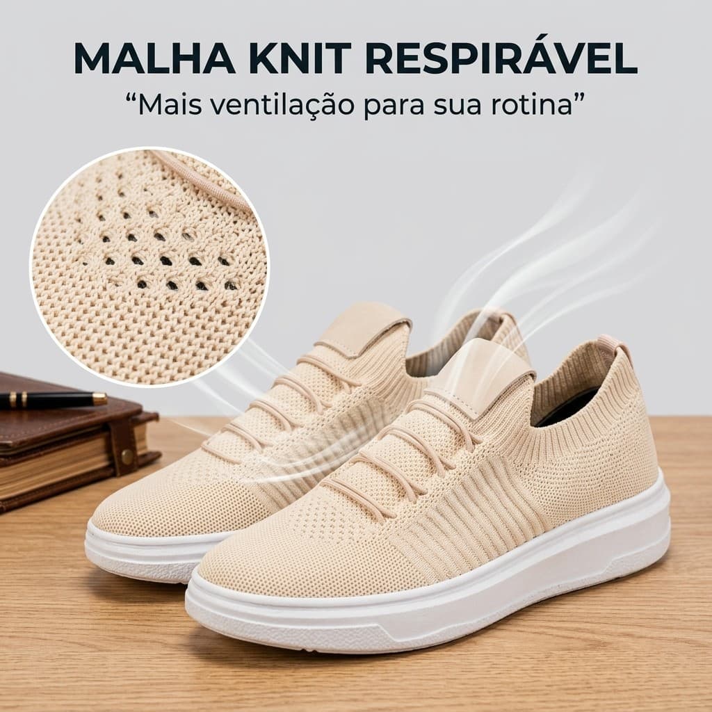 Tênis Casual Masculino Knit Leve Respirável Confortável Solado Antiderrapante para Dia a Dia Trabalho