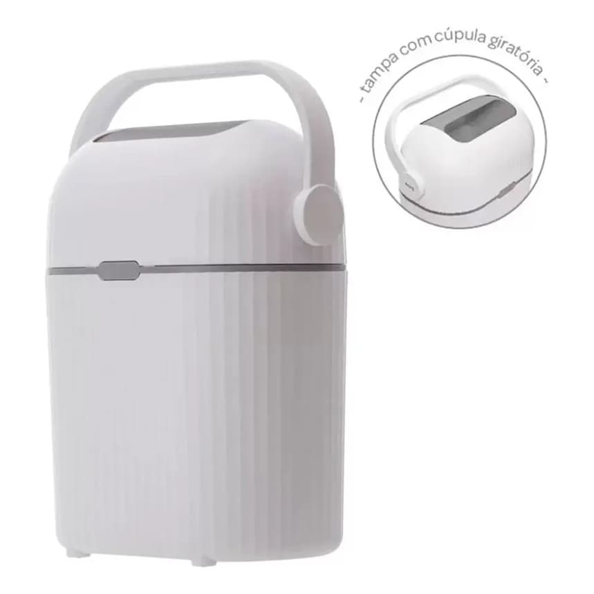 Lixeira Mágica Antiodor Para Descarte De Fralda Branco Buba