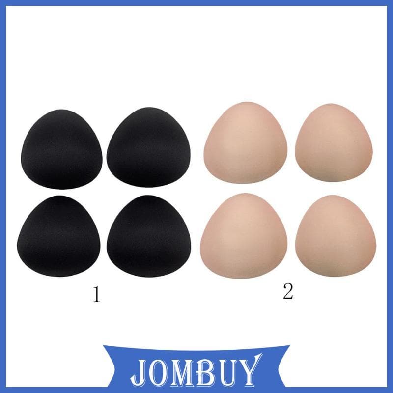[Jombuy] 4 Almofadas De Sutiã De Biquíni Preenchidas Com Esponja , Formato De Triângulo , 2 Cores Para Escolher
