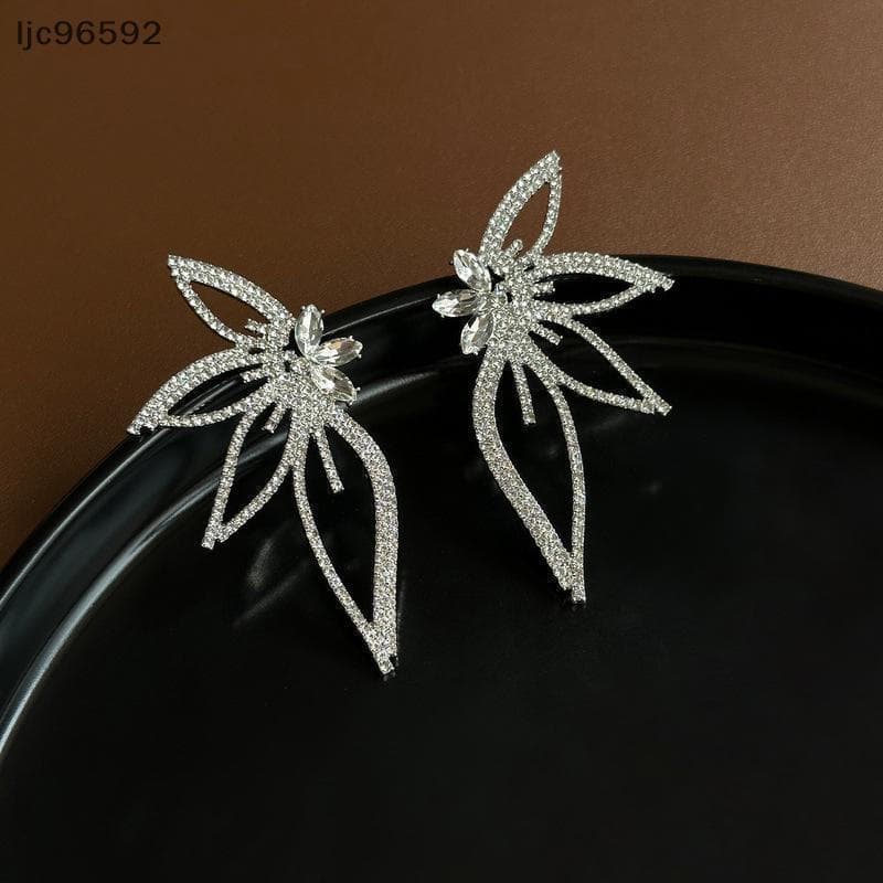 [ljc] 1 Par de Brincos Leves e Luxuosos com Zircônia Exagerada, Flor Cheia de Diamantes para Mulheres, Personalidade, F