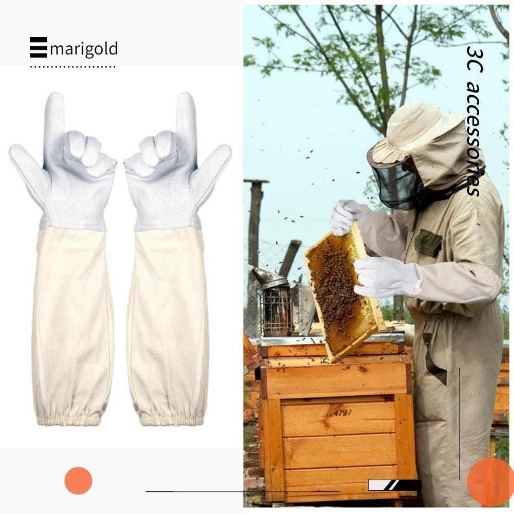 MARIGOLD 1 Par De Luvas De Lona De Pele De Carneiro , Apicultura Profissionais Anti-Abelha , Ferramentas De Apicultor