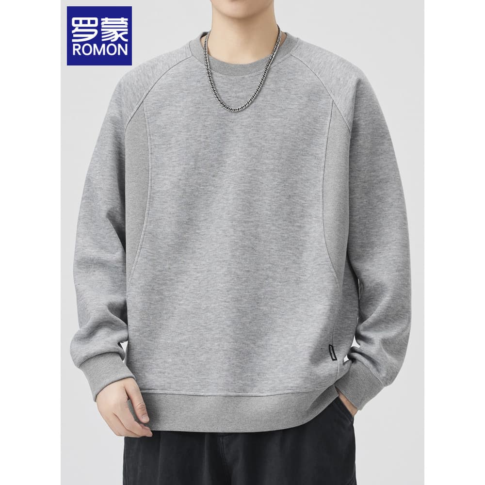 Lomon cinza em torno do pescoço moletom masculino 2026 novo estilo primavera outono estilo Casual All-Match manga compri