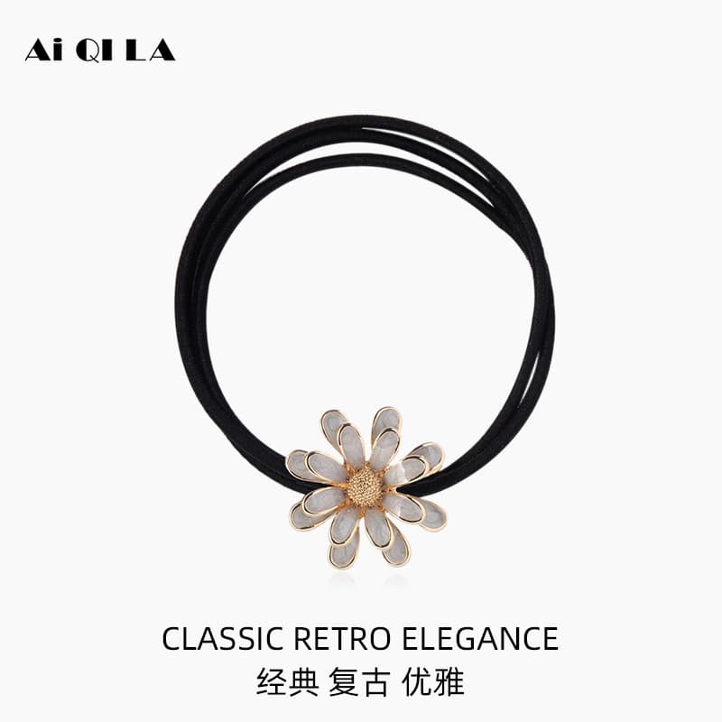 Aiqila/aiqila coreano bandana feminino requintado margarida corda de cabelo influenciador laço de cabelo pequeno elástic