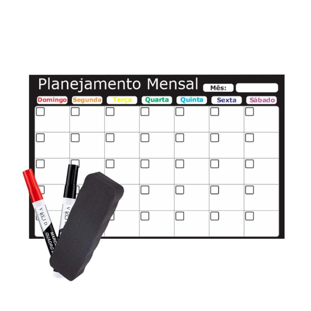 Planner 2026 90x60cm Organizador de Rotina + 2 Canetas + Apagador + Kit Instalação Planner Mensal