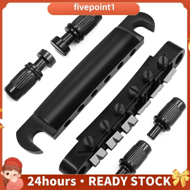 Tune-O-Ponte E Arremate Com Conjunto De Pinos Para Substituição De Guitarra Elétrica LP Estilo ABR-1 , Preto