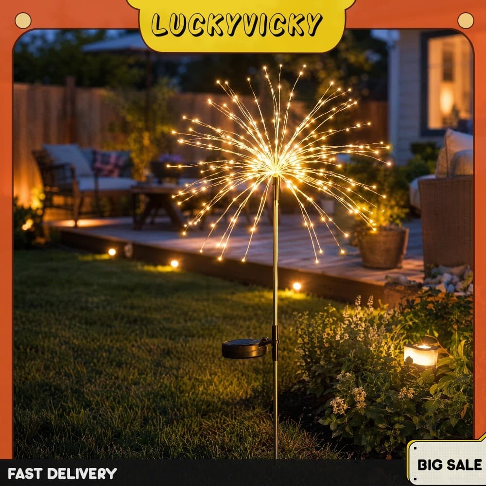 Luz Solar Para Estaca De Fogos De Artifício , À Prova D'água , Fibra Óptica , Dente De Leão , Jardim , Lâmpada LED De Pa
